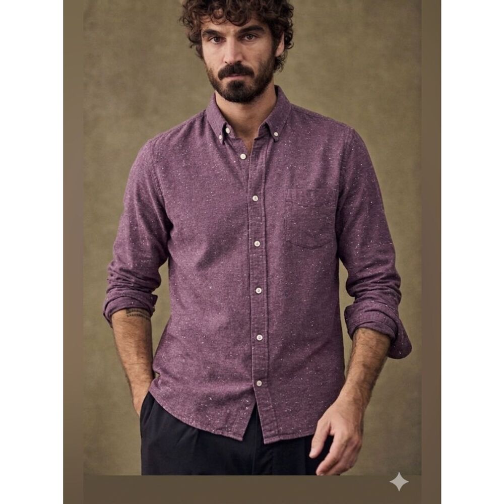 ROWM Long Sleeve Casual Button Down Shirt Marron Size XL